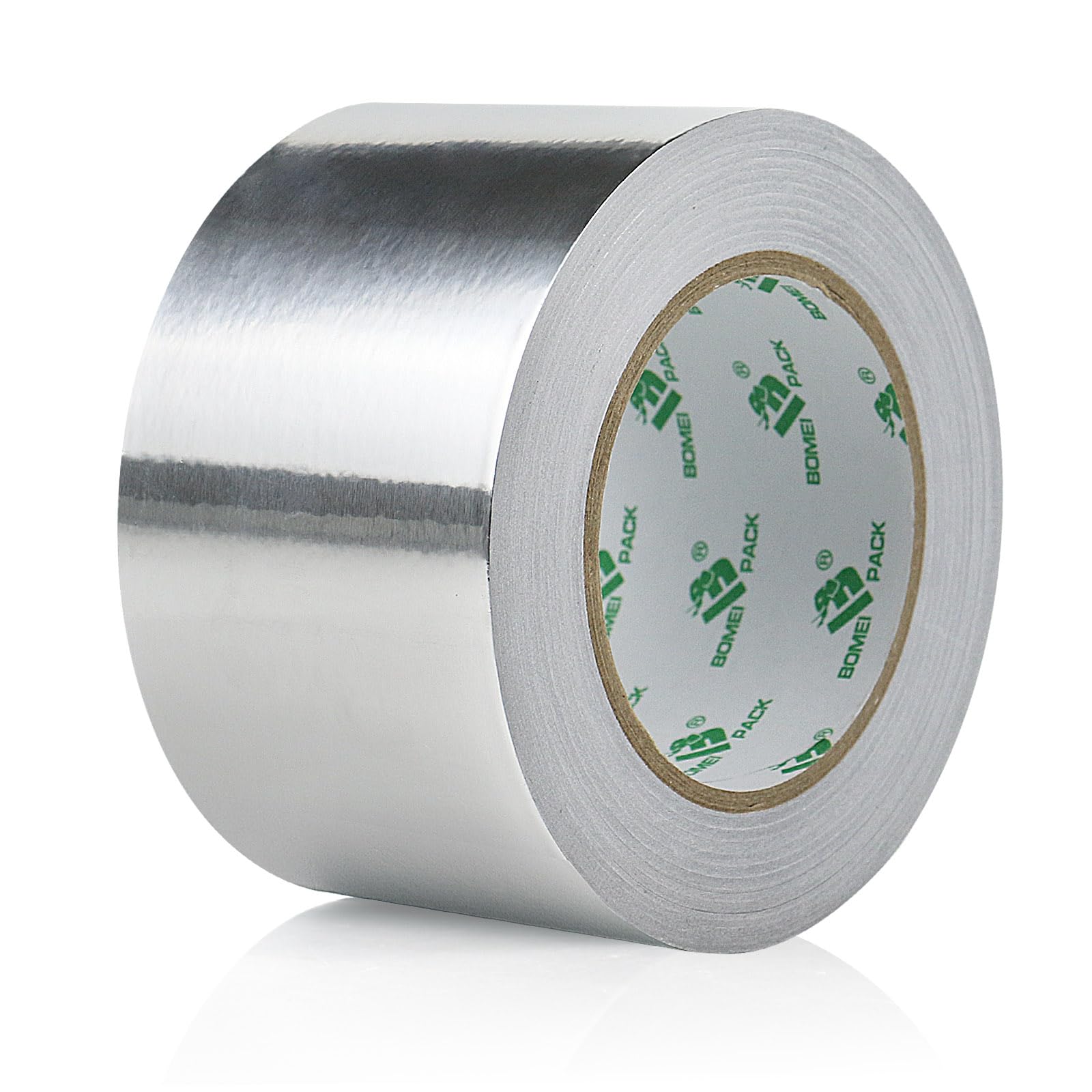 BOMEI PACK 1 Roll Aluminum Foil tape 75mm x 50m for home Heating Ventilation air HVAC Ducts Repairing Fixing Kitchen Jointing flame Cold heat resistant Waterproofs 3 inch Foil Tape