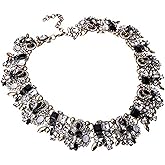 Crystal Rhinestone Statement Necklace, Vintage Chunky Chain Choker Collar Bib Statement Necklace Fashion Costume Jewelry Necklaces for Women