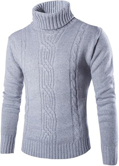 Hombres Multa De Punto Suéter Tipo con Cuello de Tortuga Casual Suéter Invierno Calentar Jersey Moda Jacquard Sweater Regular Fit Camisa Ligero Gris/Oscuro Gris: Amazon.es: Ropa y accesorios