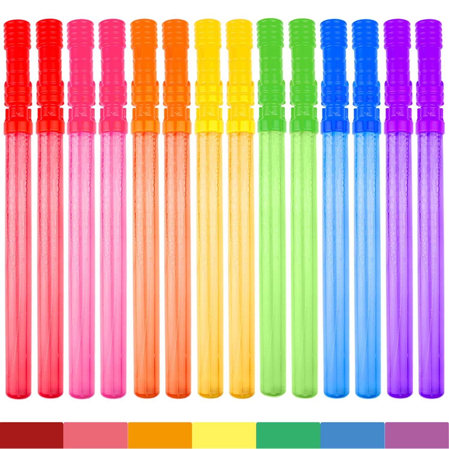 Photo 1 of Bubble Wand, 14" Big Bubble Wand Set(14 Pack 7 Colour), Non-Toxic Smelless Bubble Toy for Kids Child Birthday Party Favor Wedding Summer Outdoor Activity Bathroom Bath Toys, by MAPIXO