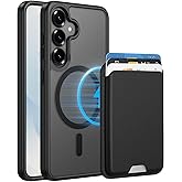 Magnetic for Samsung Galaxy S25/S24 Case with Detachable Magnetic Wallet, Compatible with MagSafe, Credit Card Holder, RFID Blocking, Military Protective Slim Phone Cover, Black