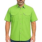 Tiger Hill Men's Short Sleeve Fishing Button Down Shirt, Breathable Outdoors Casual Lightweight Shirt