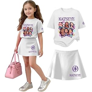 NAMTYQX Katseye Girls 2 Piece Outfit Katseye Shirt And Skirts Set Beautiful Chaos Sis Album Merch Clothing Sets for Fans