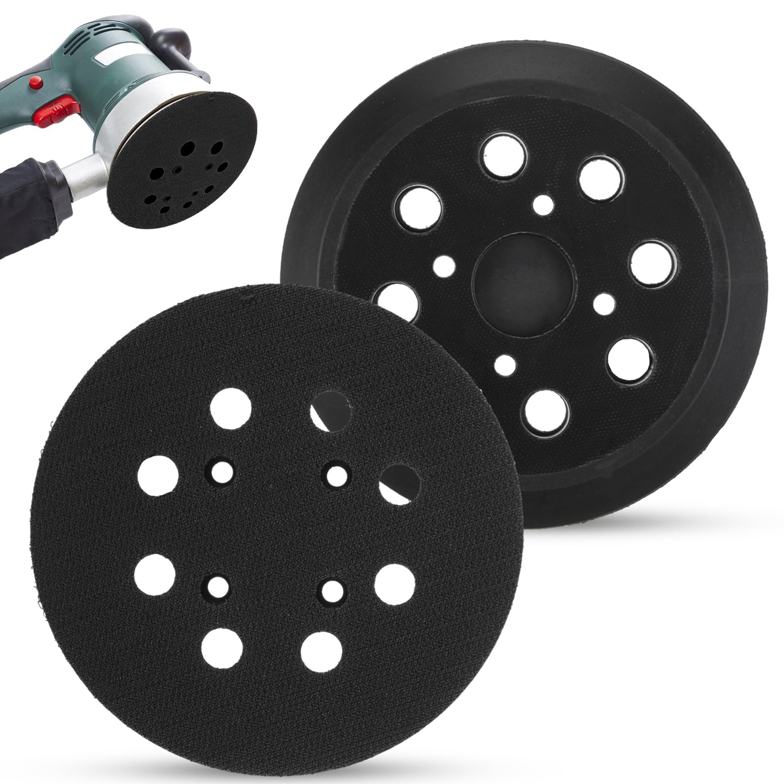 5 Inch 8 Hole Black Orbital Sander Replacement Backing Pad for High Speed Polishing