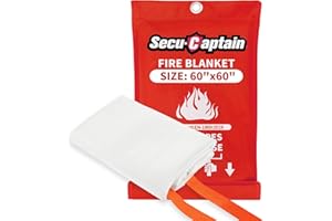 SecuCaptain Emergency Fire Blanket for Home - 60"x60" X-Large Flame Retardant Blankets with Fireproof Tabs for House Camping Kitchen Fire Protection Survival Safety 1 Pack