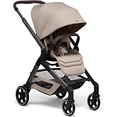 Joolz Hub2 Compact Mid-Sized Stroller with Reversible Seat, One-Hand Fold | Car seat compatible stroller with all-terrain wheels, XL basket, UPF 50+ canopy and newborn-ready recline - Sandy Taupe