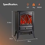 VonHaus Electric Stove Heater 1800W Indoor Free Standing Portable Fireplace view 6