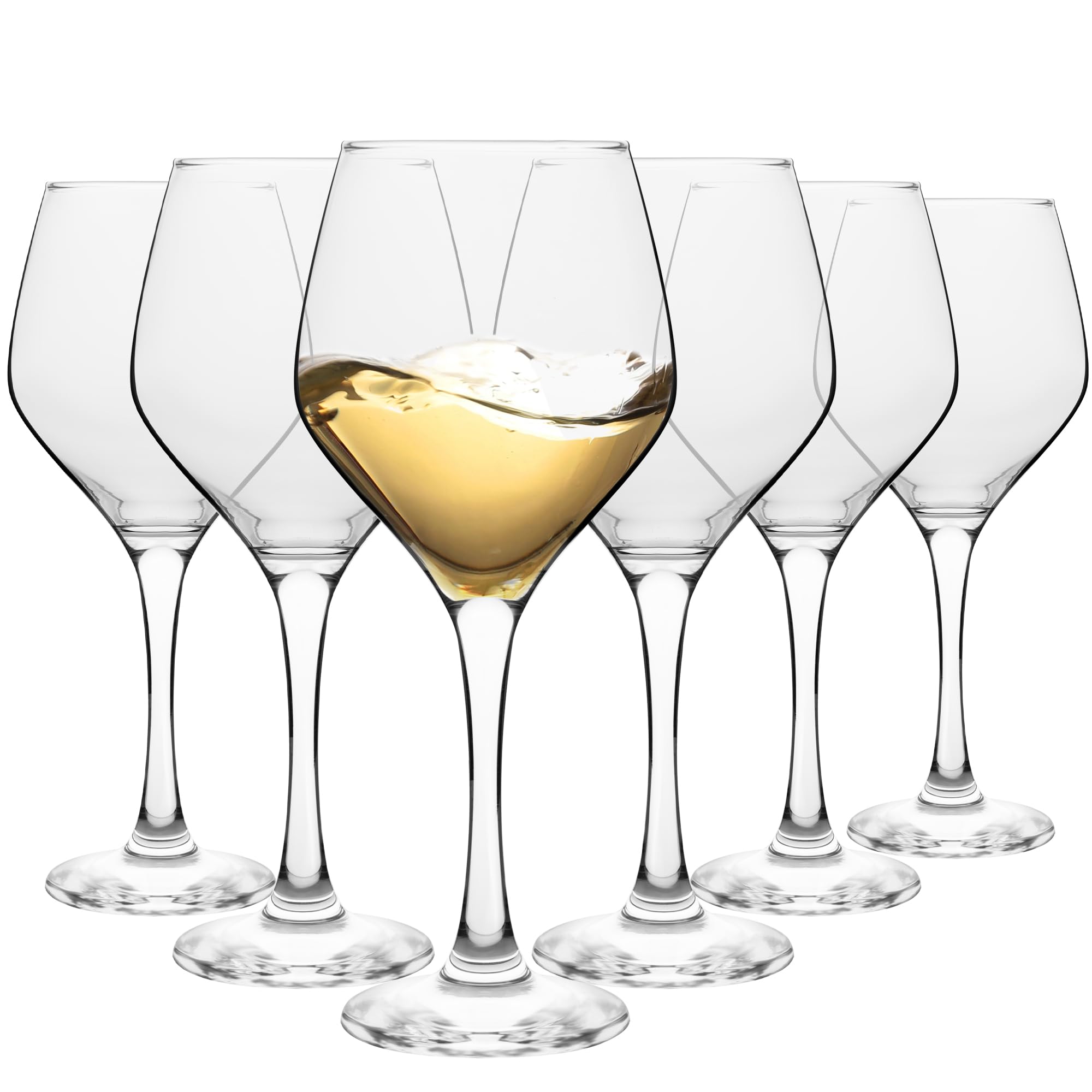 Homiu Large White Wine Glasses | Set of 6 | 330 ML | Napoli Collection | Glass Drinking Crystal Clear Wine Glass | Wedding Gift Cocktail Set | Home Restaurants Kitchen | Dishwasher Safe