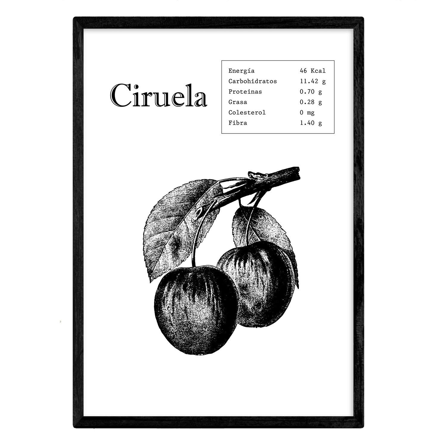 Nacnic Poster Prune. Pictures of fruit and vegetables. A4 size — image 1
