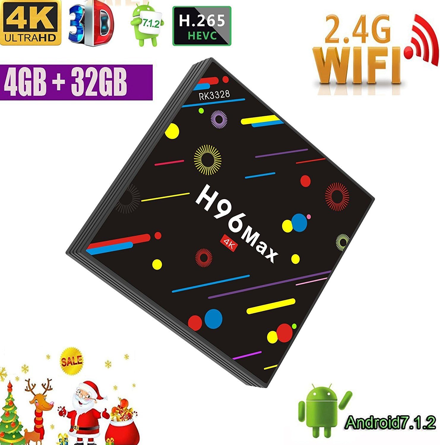 [2018 Version] TV Box, H96 Max 4GB +32GB Smart 4K TV Box Android 7.1 RK3328 Quad Core CPU Wifi Set Top Boxes Support 3D 4K Ultra HD TV