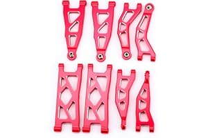 BENMAZ Aluminum Alloy Front & Rear Upper & Lower Swing Arms Upgrade Parts for Arrma 1/18 Granite Grom Typhon Grom (Red)