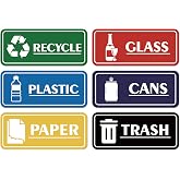 6PCS Recycle Sign Stickers for Trash Bins,Self-adhesive Waterproof Trash Recycle Stickers, Recycling Labels for Trash Can, Home, Office, Apartment, Hotel, School and Public Area