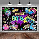 80s Theme Party Decorations Backdrop, Back to The 80's Banner Backdrop Decoration for 80s Graffiti Neon Music Dance Party Photography Background Supplies Photo Booth Props 7X5FT