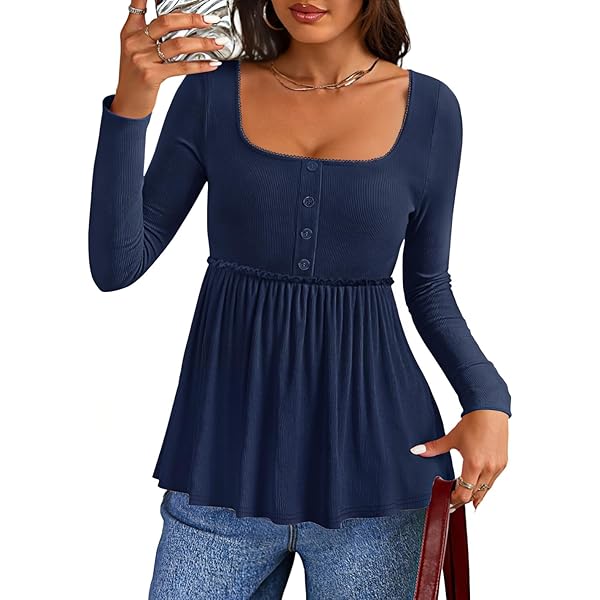 MARZXIN Women's 2025 Fall Long Sleeve Casual T-Shirt Textured Long