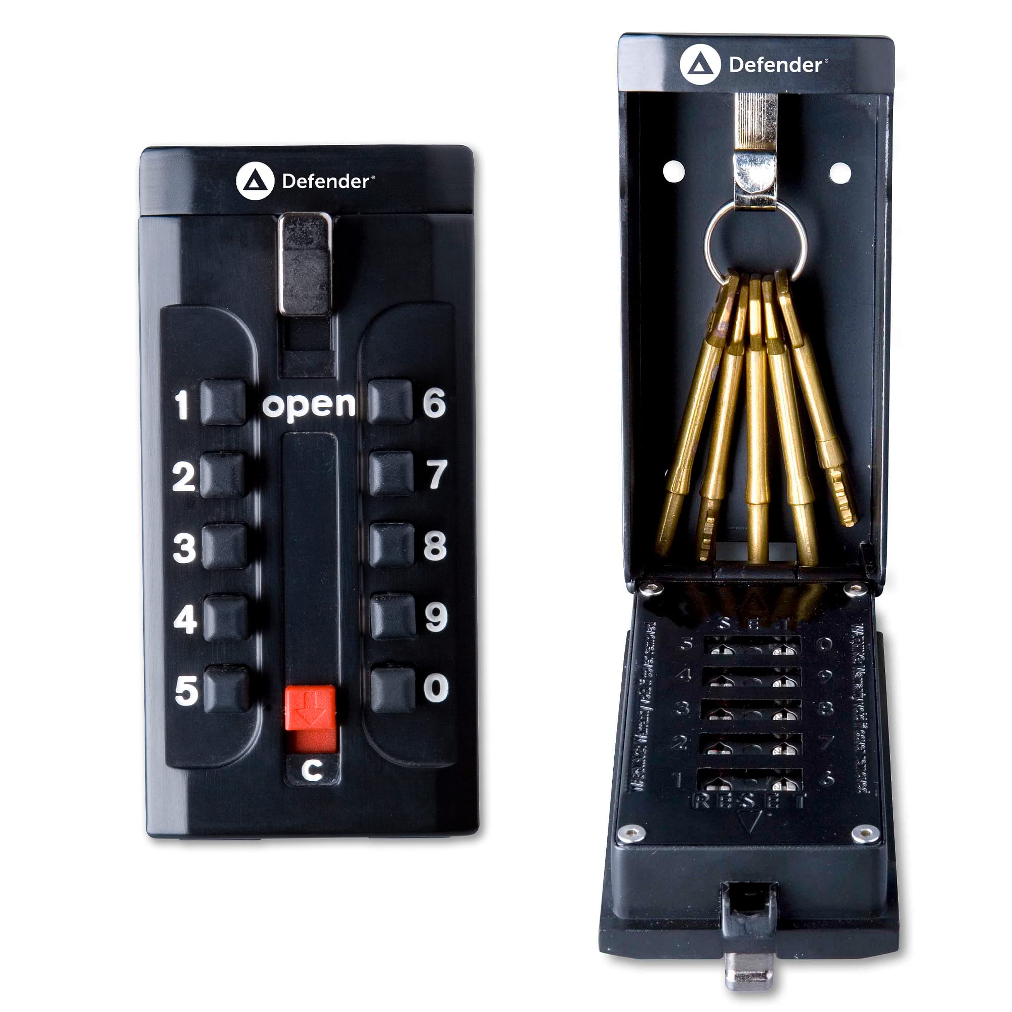 Defender Push Button Key Safe - Outdoor Wall Mounted Waterproof Lock Box - Secure Combination Key Storage Cabinet with Free Fixing Kit for Home, Office & Airbnb