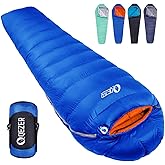 QEZER Down Sleeping Bag for Adults 0°F 10°F 15°F 20°F Backpacking Sleeping Bag for Cold Weather with Compression Sack