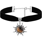 Sacina Gothic Boho Victorian Celestial Sun Choker, Black Choker, Boho Goth Vintage Necklace, Halloween Christmas Jewelry Gift For Women