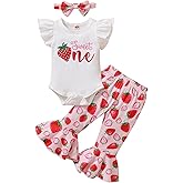 YOUNGER TREE Baby Girl 1st Birthday Outfit - My First Birthday Romper & Flared Pants