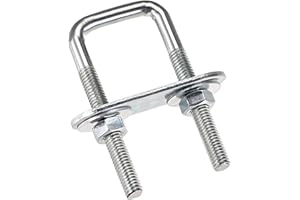 uxcell Square U-Bolts 3/4"(20mm) Inner Width Carbon Steel M6 with Nuts, Frame Plate, Round Washers 4 Set