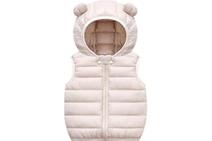 AIWUHE Baby Boys Girls Hooded Puffer Vest Winter Lightweight Sleeveless Bear ears Zipper Up Jacket