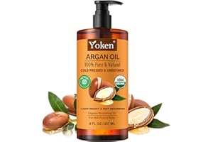 Yoken Argan Oil for Hair, Pure and Natural Morocco Argan Oil, Argon Oil For Hair, Scalp, Face & Skin Care, 100% Cold Pressed Hair Conditioner, Unrefined Argon Nails Carrier Oil (8 Fl Oz)
