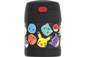 THERMOS FUNTAINER 10 Ounce Stainless Steel Vacuum Insulated Kids Food Jar with Spoon, Pokemon (F3101PM6)