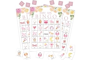 WWONGXIANB Gender Reveal Party Bingo Game, 24 Player Blush Pink Bingo Cards Set for Family Friend Activity, Pregnancy Announcement Party Favor Decoration Holiday Supplies -a01