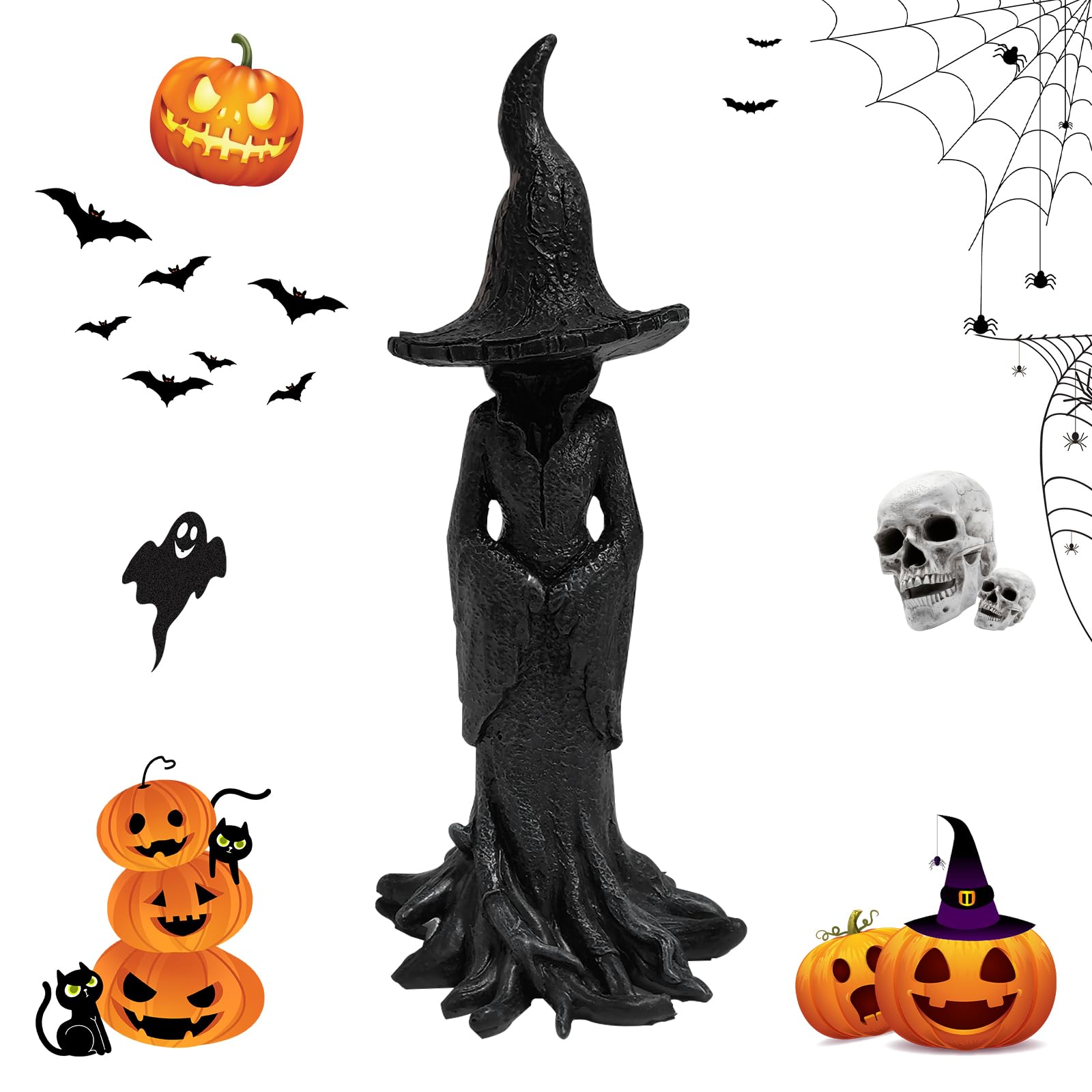 Photo 1 of 11.82'' – Cracker Barrel Witch Statue,Hand-Painted Enchanting Witch Statue: The Guardian of Your Home,Halloween Resin Figurine,Retro Magician Decor,Dark Fantasy Ornament,Festival Collectible