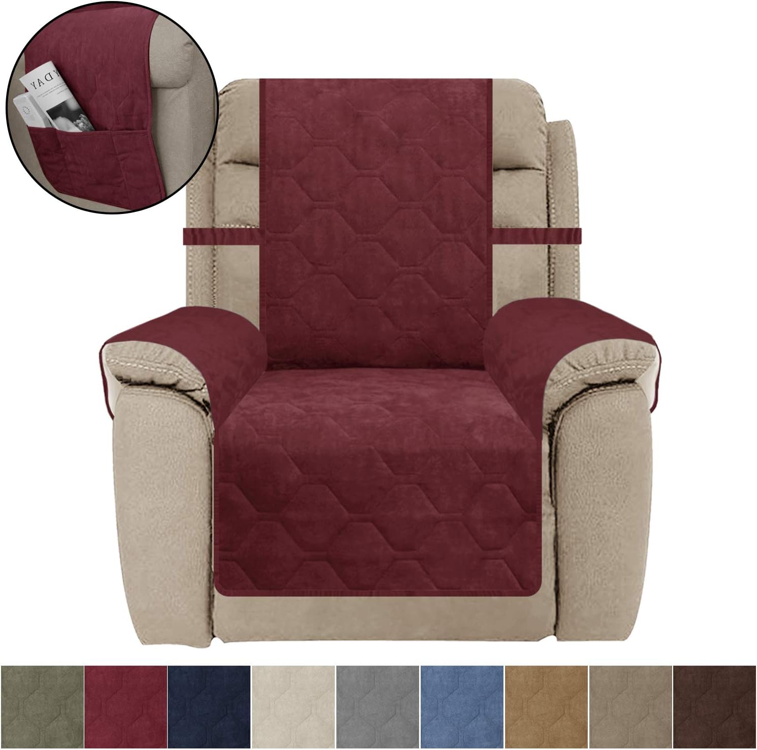 fuguitex 100 Waterproof Recliner Slipcover, Coral Fleece