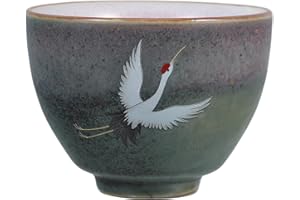 KICHOUSE Ceramic Tea Mug Small Porcelain Matcha Cup Handleless for Chinese Kung Fu Tea Tasting