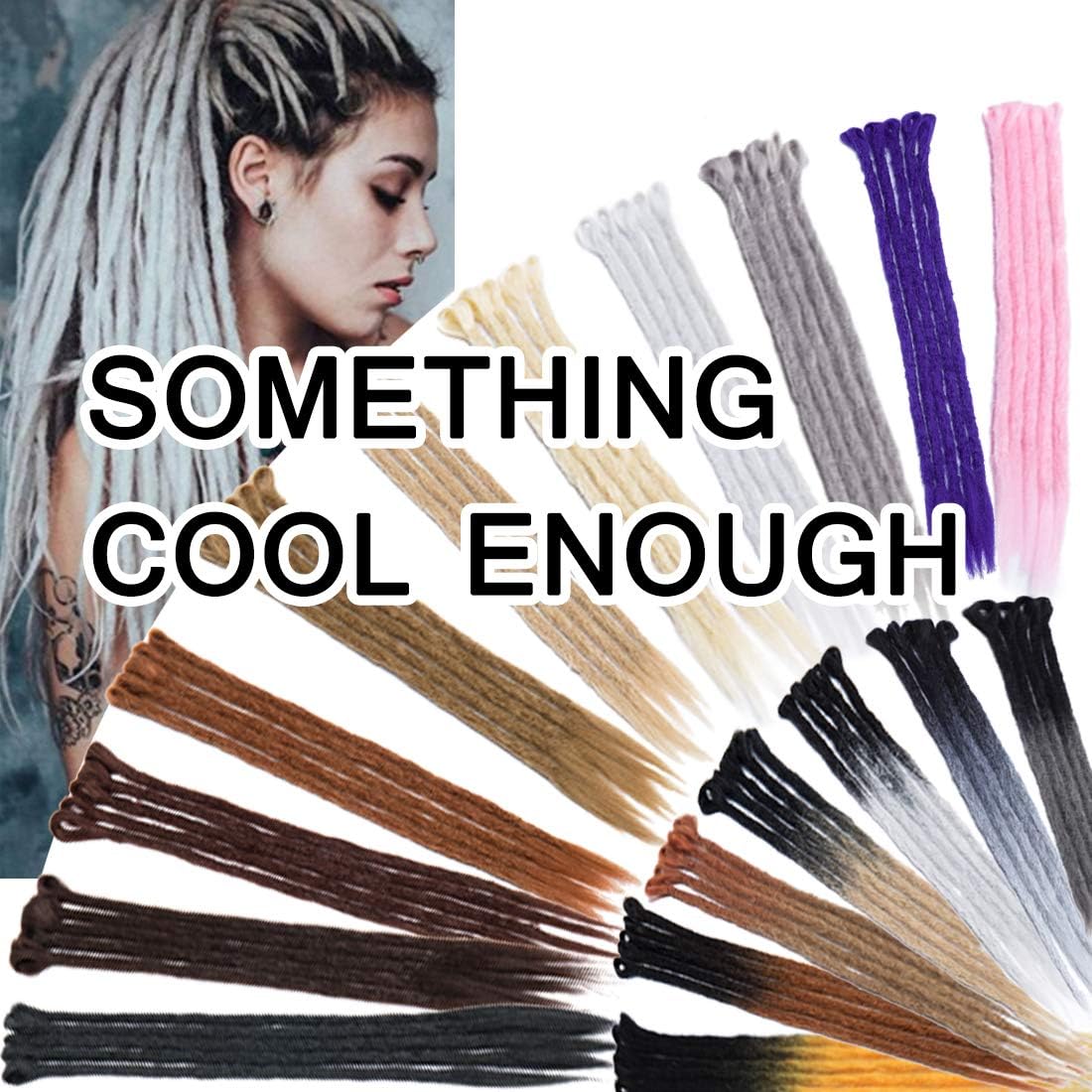 24 Inch Ombre Dreadlock Extensions for Women/Men Bicolor Synthetic Handmade Dread Extension Long Single Ended Hippie Style Reggae Hair #Natural Black mix Light Brown 15 strands
