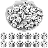 WEWAYSMILE 20 Pcs 15mm Sports Silcone Beads for Keychain Making Ball Silicone Beads for Pens DIY Bracelet Necklace Lanyard（Volleyball）