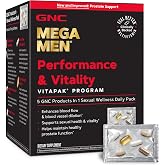 GNC Mega Men Performance &amp; Vitality Vitapak Program V2, 30 Ct, 30 Servings | Men's Timed-Release Multivitamin Blend, Maca Root, Resveratrol, Beta-Sitosterol &amp; More, Clinically Studied, Gluten-Free