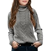 Girls Turtleneck Sweaters Pullover Kids Toddlers Cable Knit Long Sleeve Jumper Tops