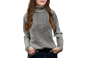 FEKERMIA Girls Turtleneck Sweaters Pullover Kids Toddlers Cable Knit Long Sleeve Jumper Tops
