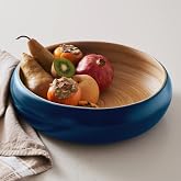 HABITAAS Fruit Bowl for Kitchen Counter &ndash; Handmade Spun Bamboo, Large 11.75" Fruit Basket, Eco-Friendly Decorative Serving Bowl for Home Decor, Produce Storage &amp; Centerpiece (Blue)