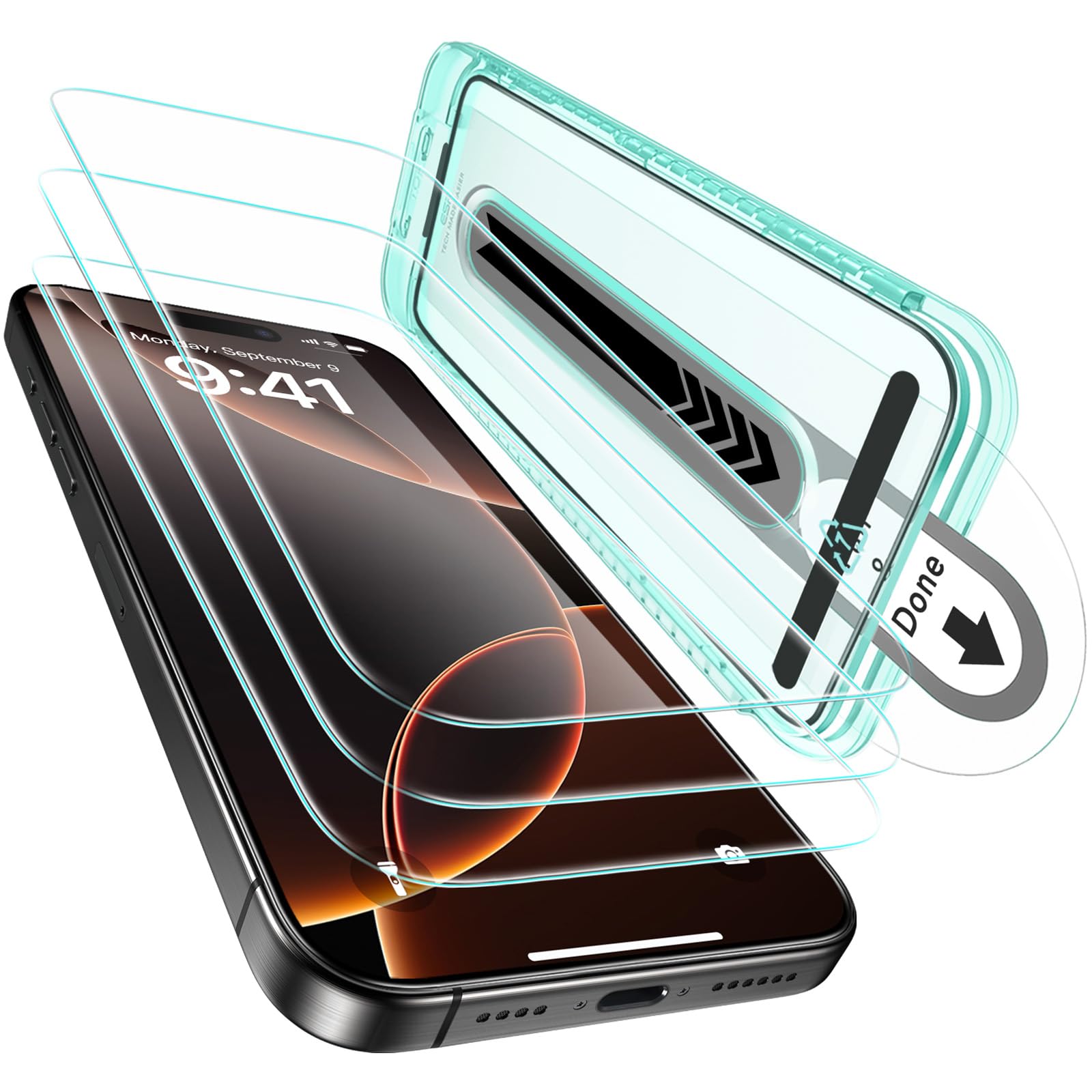 Photo 1 of ESR 3 Pack for iPhone 16 Pro Max Screen Protector, [9H Hardness] [Military Grade Shatterproof] Tempered Glass Film with Flawless Fit Tray, HD Clear, Scratch Resistant
