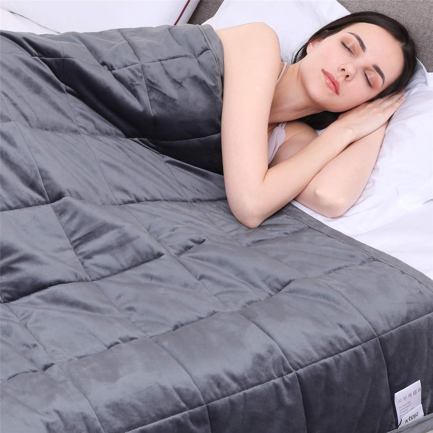 Kpblis Weighted Blanket 15 Lbs 60 X 80 For 140 180 Lbs 7 Layers Heavy Blanket With Soft And Breathable Fabric For All Seasons Grey