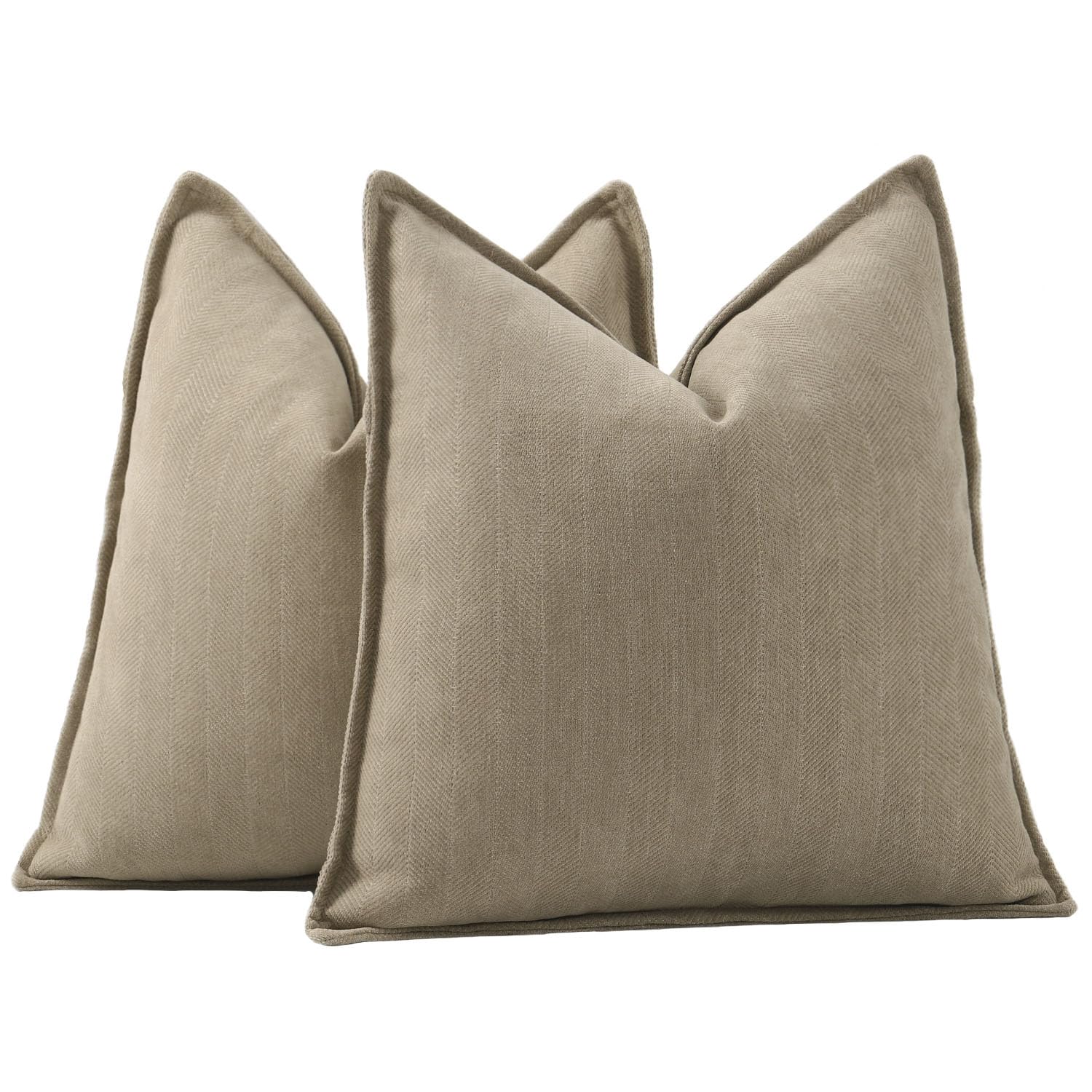 Madizz Textured Chenille Cushion Covers Set of 2 Super Soft Decorative Throw Pillow Covers Boho Pillowcases Modern Home Decor for Sofa Bedroom 18x18 inch, 45x45 cm, Light Taupe