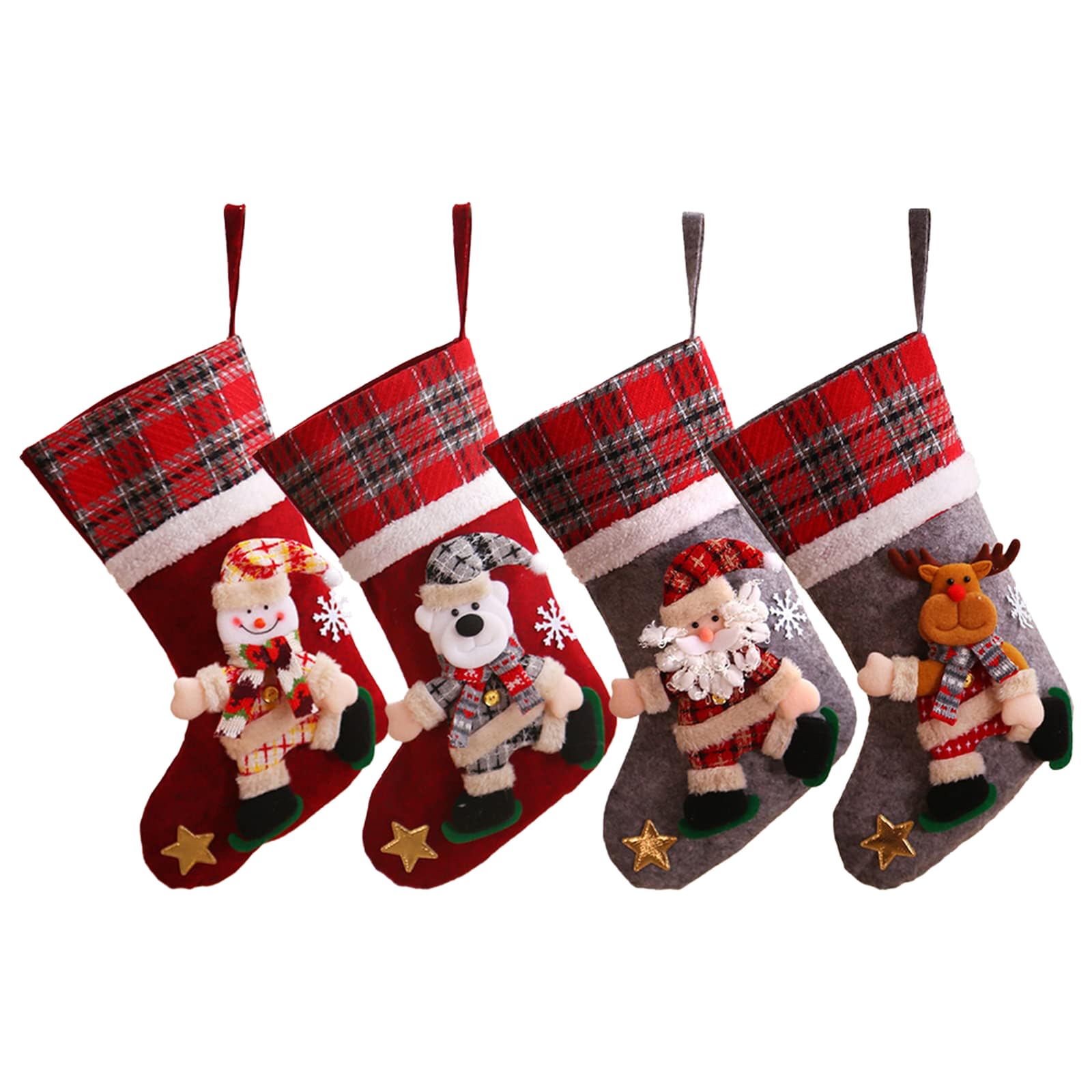 Kavolet 4 x Christmas Stockings, Creative Christmas Doll Gift Bags, Large Christmas Stockings, Christmas Decorations, Christmas Tree Pendants, Christmas Gifts, Christmas Party Decorations