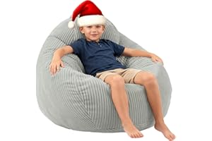 LPMOERA Bean Bag Chairs for Kids/Teen with Memory Foam Filling Bean Bag Sofa with Soft Corduroy Fabric BeanBag Chair for Living Room Bedroom College Dorm Reading Chair Greyish-Green