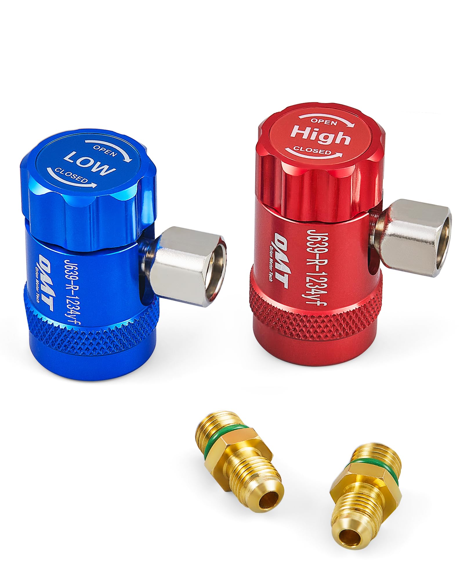 Photo 1 of Orion Motor Tech R1234yf Quick Coupler, Quick Connect R1234yf Adapters & AC Hose Fitting Connectors, HP LP R1234yf Couplers for Air Conditioning Evacuation and Recharging, 1/4" Flares, Set of 2