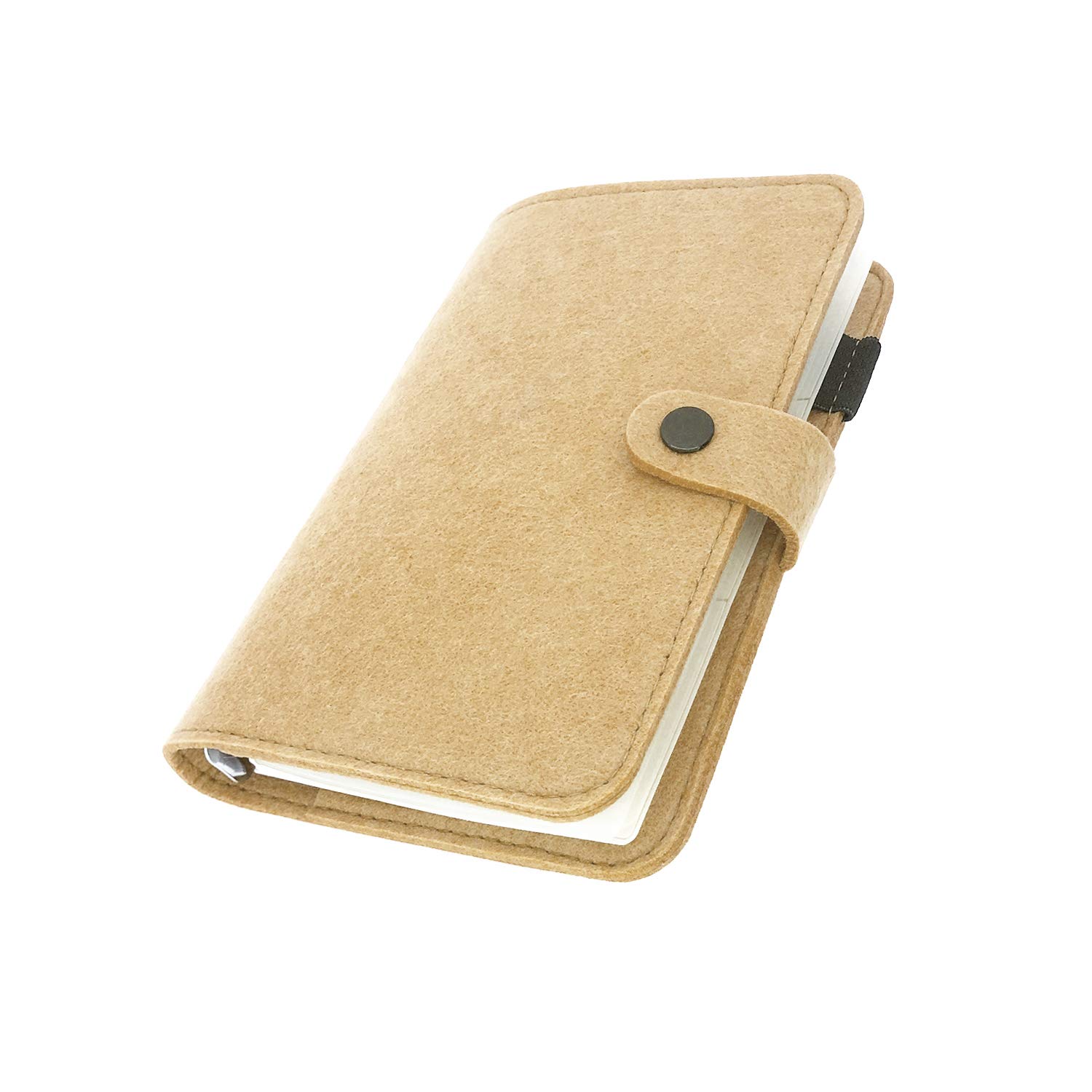 A6/ A5 6-Holes Felt Cover Round Ring View Binder File Folder for Loose Leaf Sheet Protectors/Binder Cover Protector, Milky White, A6 mini Set