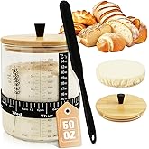 50oz Sourdough Starter Jar, Wide Mouth Sourdough Jar, Large Capacity Sourdough Bread Starter Kit with Lid, Band, Date Tracker, Temp, Sourdough Starter Kit for Sour Dough (1 Pack)