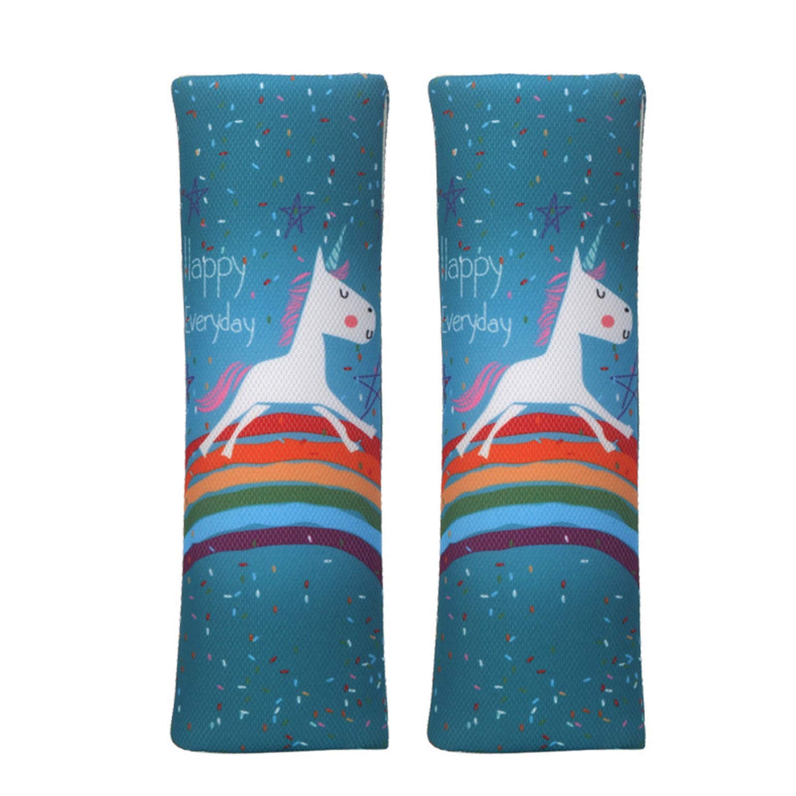 Car Seat Belt Pillow for Kids, 2Pcs Unicorn Car Seat Belt Cover Pad Head and Neck Support (Unicorn Green)