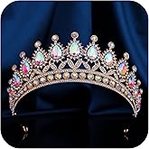 FORSEVEN Crystal Tiaras and Crowns for Women - Wedding and Birthday Party Princess Crown Hair Accessories - Bride Rhinestone Headband Halloween Decorations Hairband