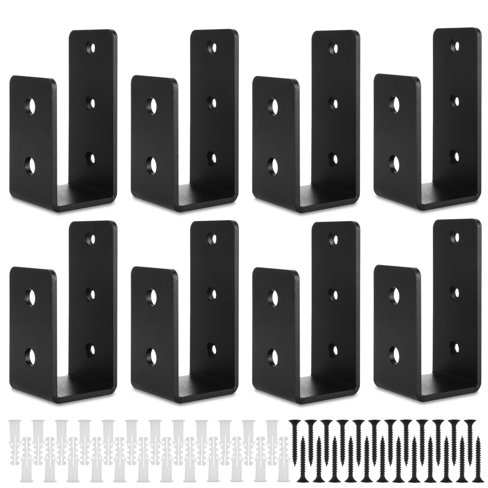 GBACHOOSE 8PCS Heavy Duty Door Barricade Clamps, U Brackets for Home, Barn, Shed, Garage, Gate Door Reinforcement, Fits 2 x 4 Lumber, with Screws
