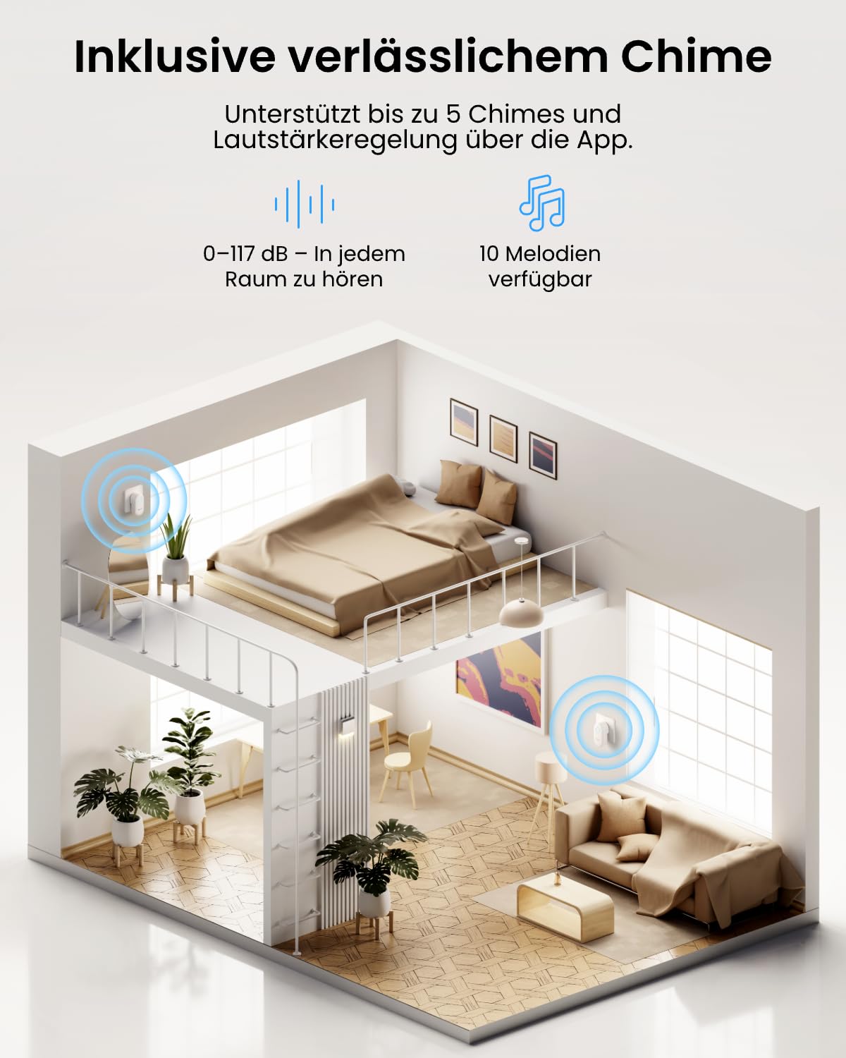 Reolink Video-Türklingel mit Chime, 5MP Ultra HD Kabelgebundene Türklingel mit Kamera, 2,4/5GHz WLAN, Personenerkennungsalarme, 180° Ultraweitwinkel, 2-Wege-Audio, Fernzugriff, Video Doorbell WiFi 7