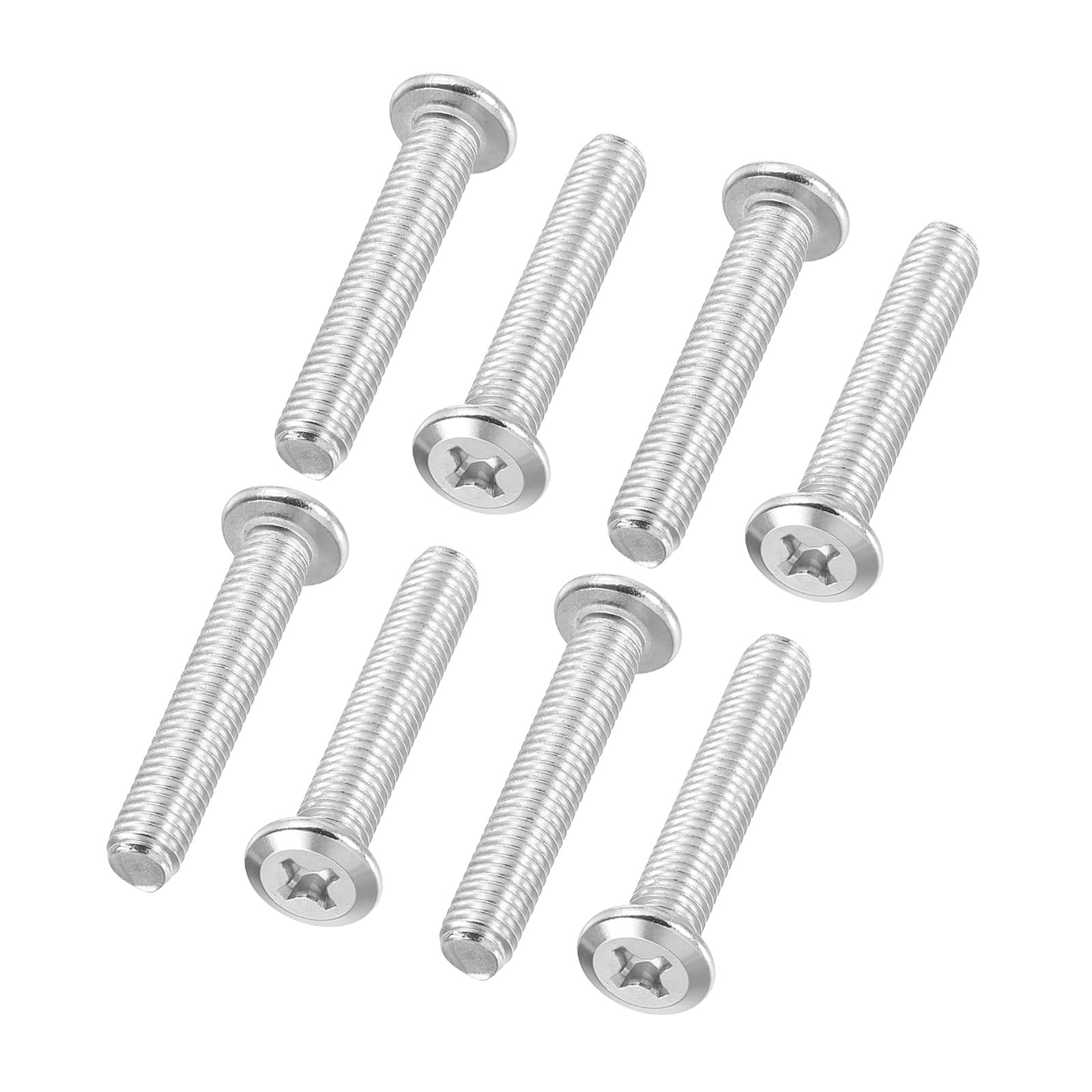 PATIKIL Flat Round Head Phillips Screws, 8 Pack M8-1.25 x 45mm Binding Screws 304 Stainless Steel 18-8 Full Thread, Phillips Drive Machine Screw Furniture Screw Connector Bolts