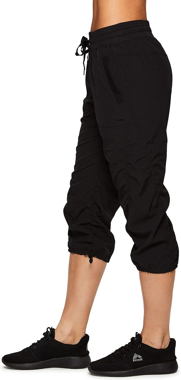 RBX Active Women's Fashion Lightweight Stretch Woven Body Skimming Drawstring Capri Pant at  Women’s Clothing store